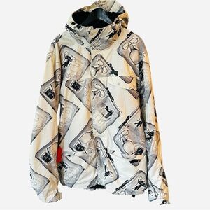 WESTBEACH WHITE & BLACK PATTERNED SNOWBOARDING PERFORMANCE HOODED JAKET SZ XL